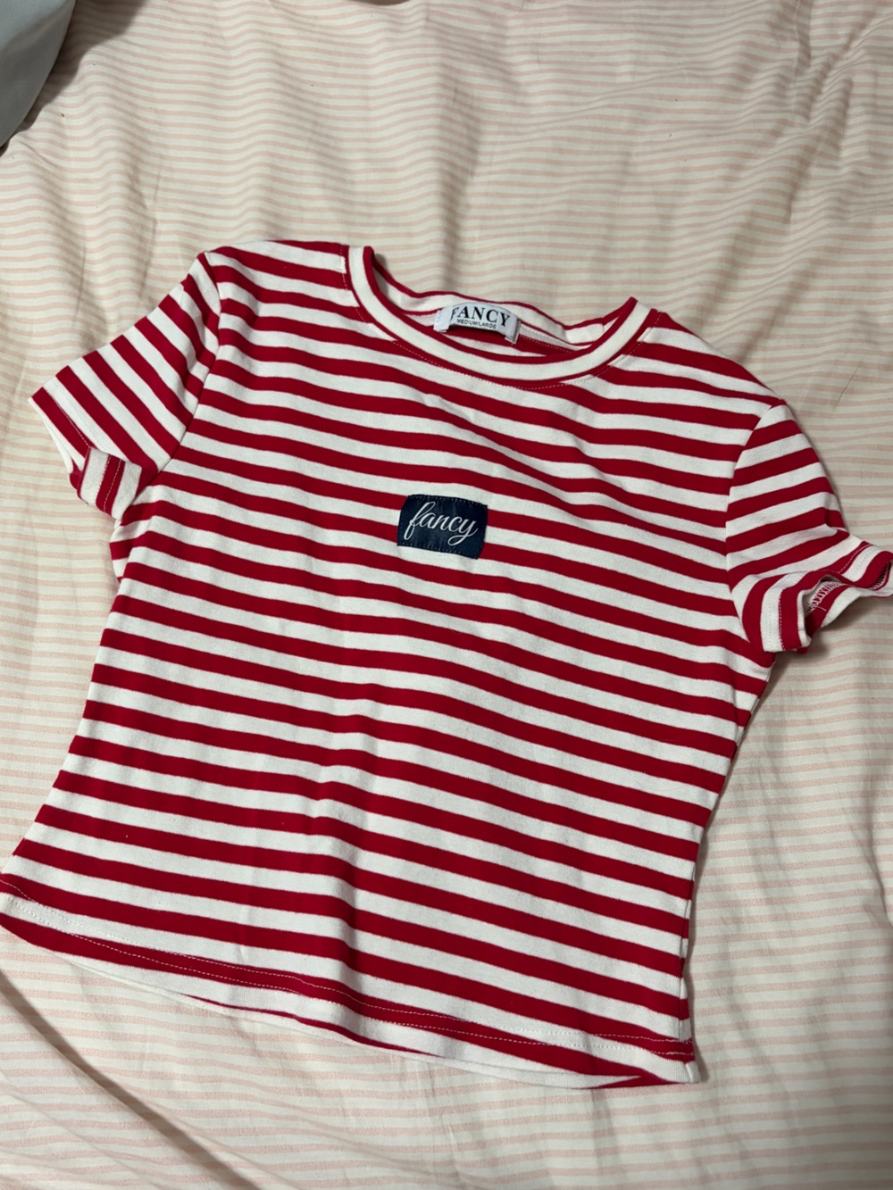 Fancy Red & White Striped Short Sleeve Tee